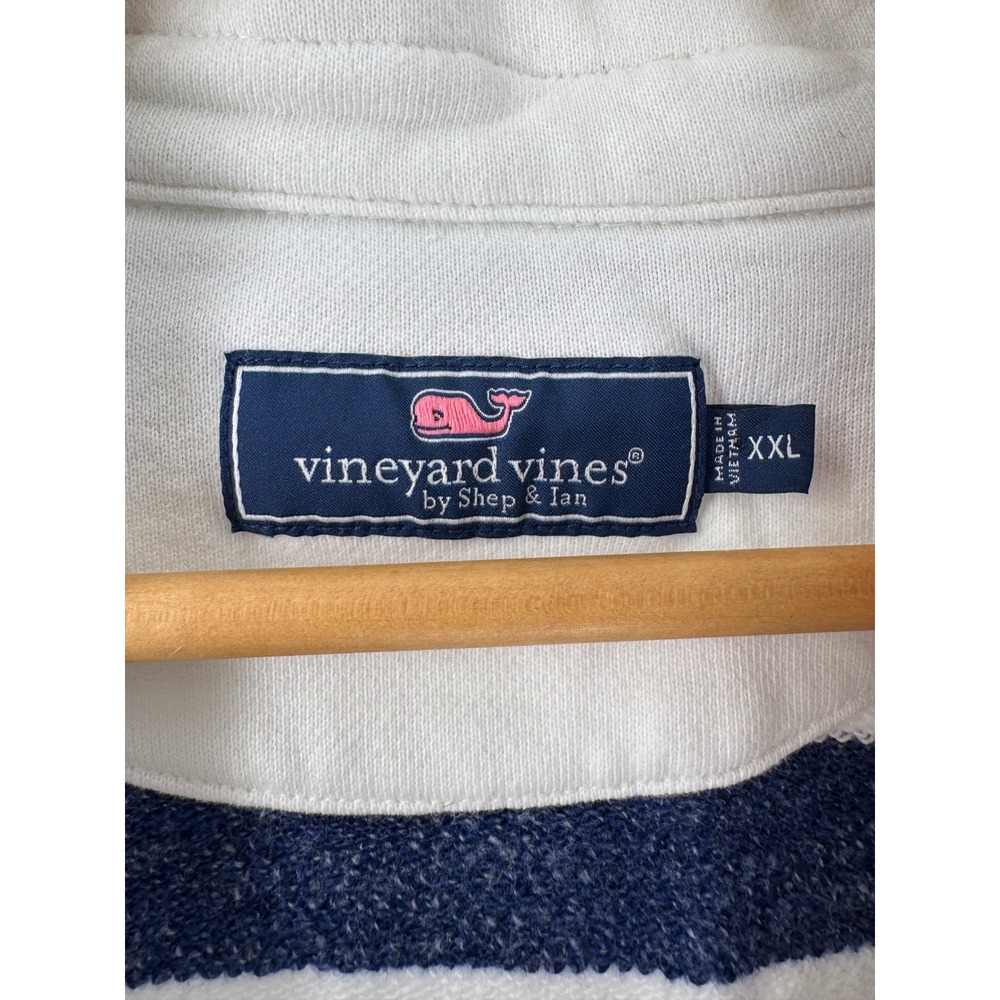 Vineyard Vines Rugby Pullover Mens XXL Blue White Striped Coastal Sweatshirt - Picture 3 of 11